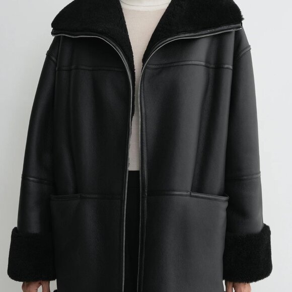 Authentic Toteme Women's Fur Zip-up Leather Jacket coat (MFSP $2500) XS/S - Picture 3 of 8